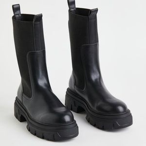 H&M Calf High Chunky Lug Style Boots